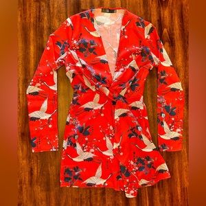 Mini red dress Oriental print Size 4